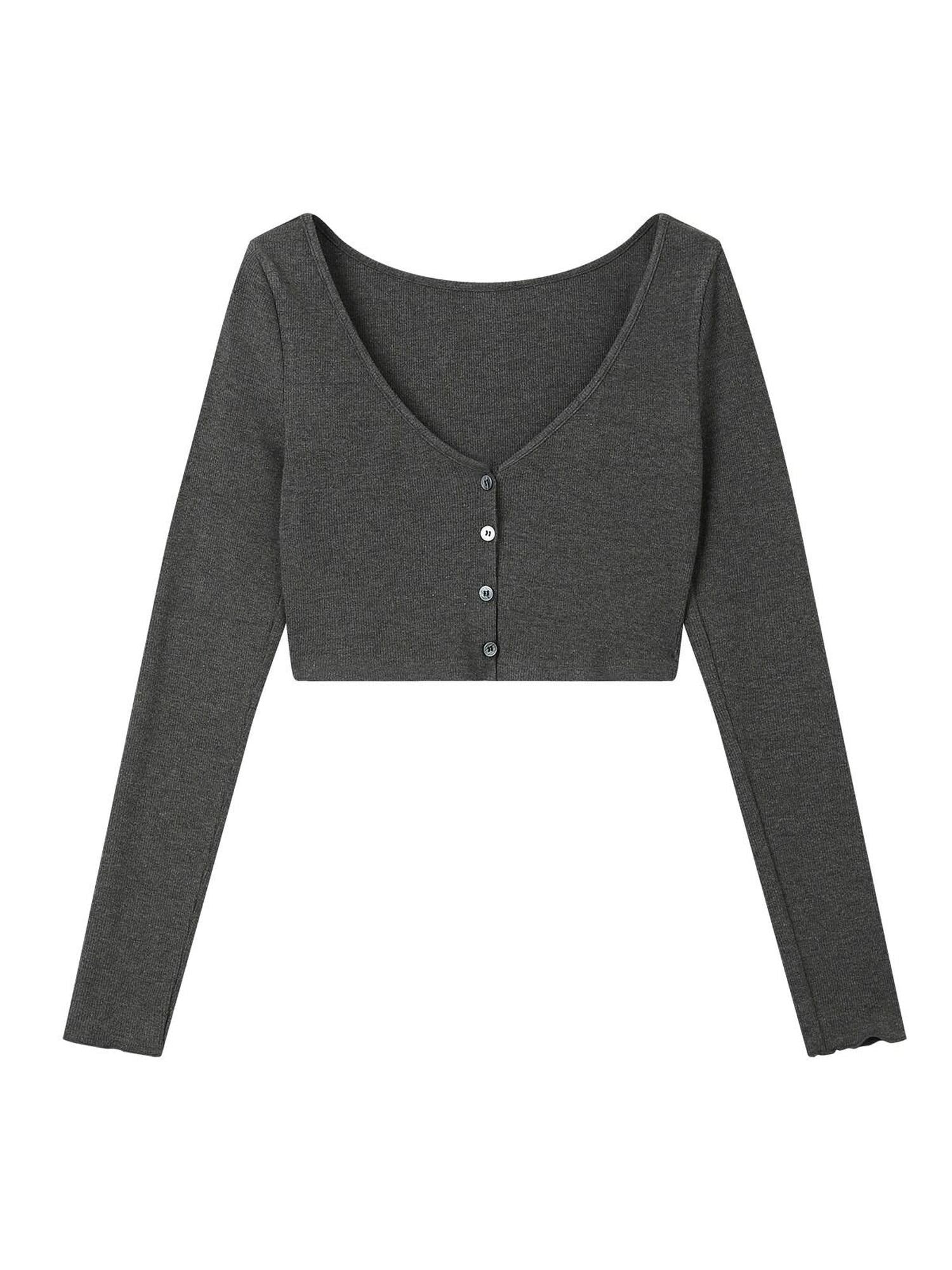 7Shiftin Solid Slim Fit Sweet Minimal Cardigan Layering Women&