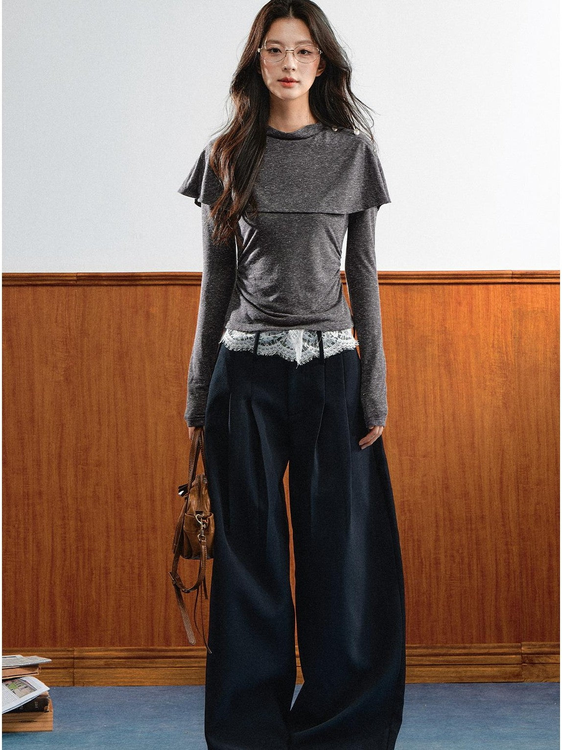7Shiftin Spliced Lace Natural Waist Casual Women&