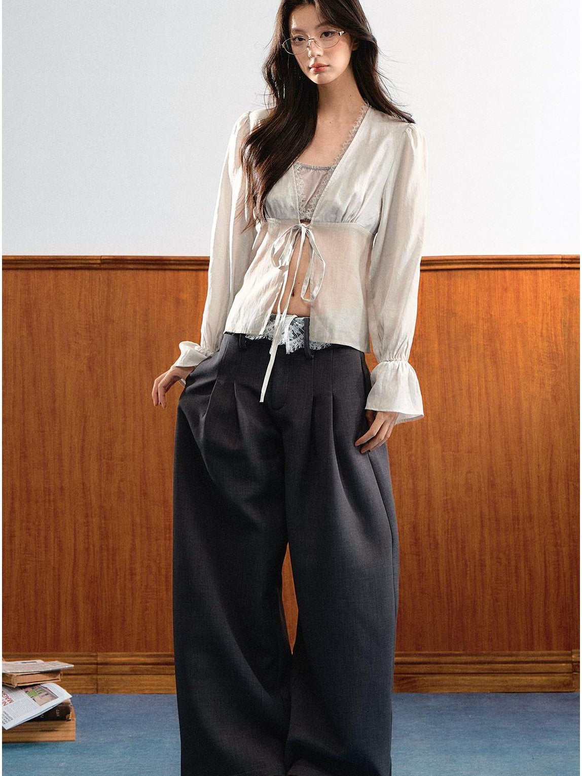 7Shiftin Spliced Lace Natural Waist Casual Women&