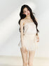 7Shiftin Strapless Lace Drawstring High Waist Two Piece Women&