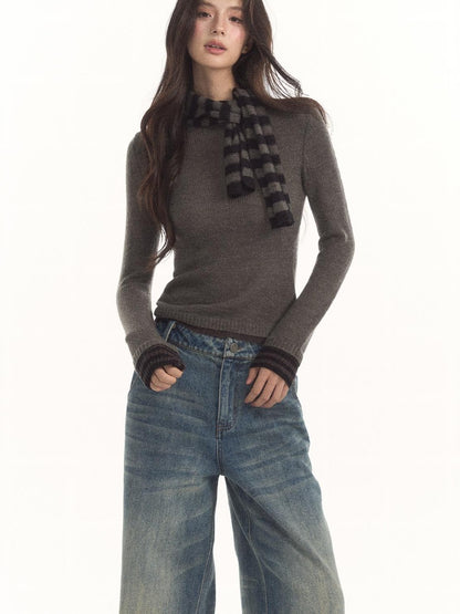 7Shiftin Striped Tie Neck Cutout Color Block Slim Fit Women&