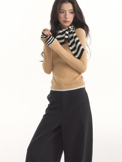 7Shiftin Striped Tie Neck Cutout Color Block Slim Fit Women&