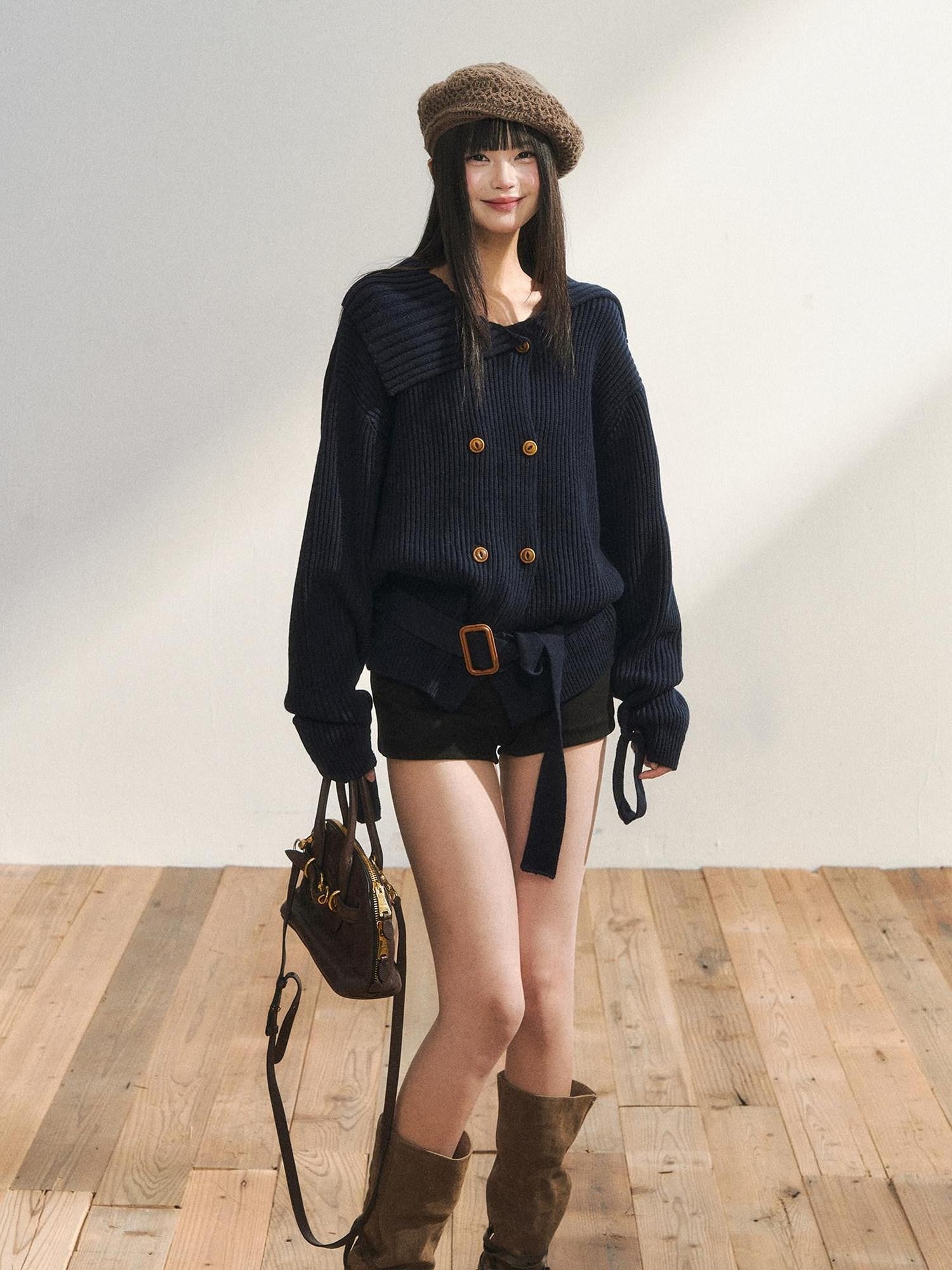 7Shiftin Tailored Lapel Double Breasted Waist Cinch Women&