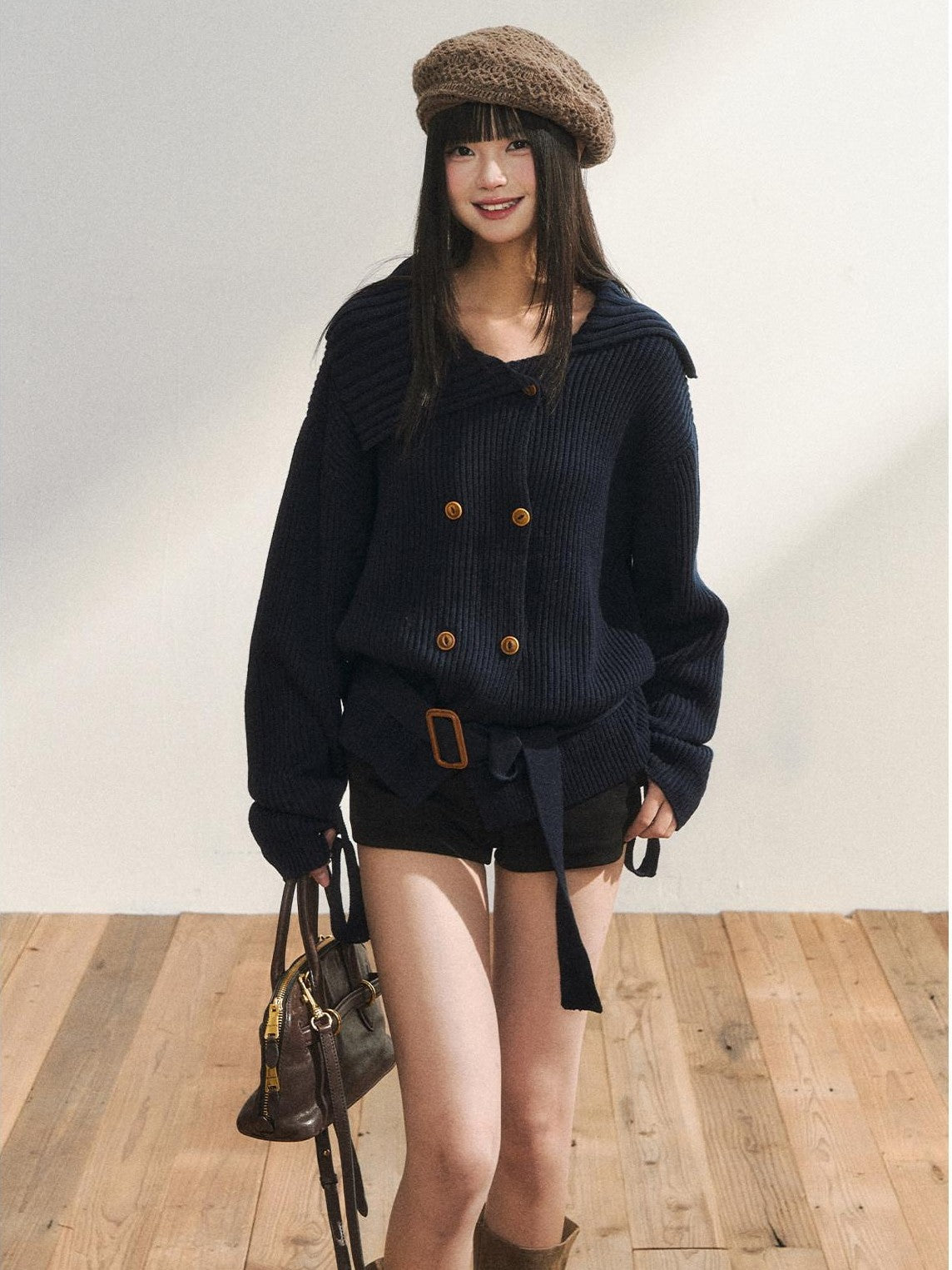 7Shiftin Tailored Lapel Double Breasted Waist Cinch Women&