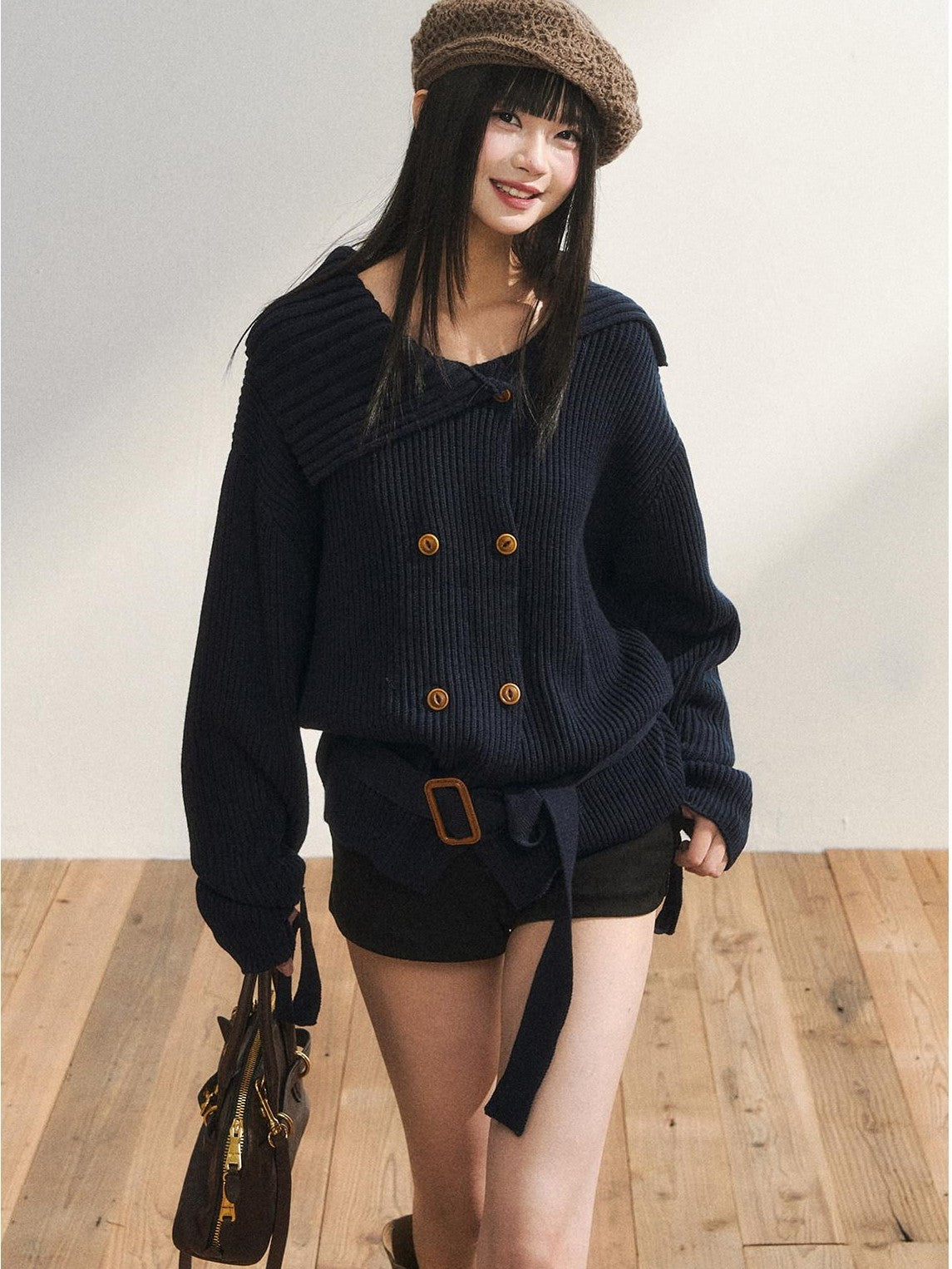 7Shiftin Tailored Lapel Double Breasted Waist Cinch Women&