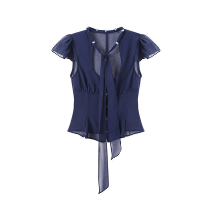 7Shiftin_Tie_Waist_Ruffle_Short_Sleeve_Crop_Fitted_High_Waist_Women&