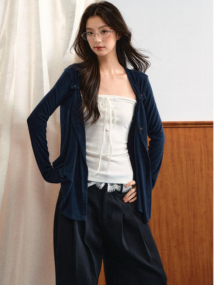 7Shiftin Two Piece Knit Long Sleeve Adjustable Lace Up Women&