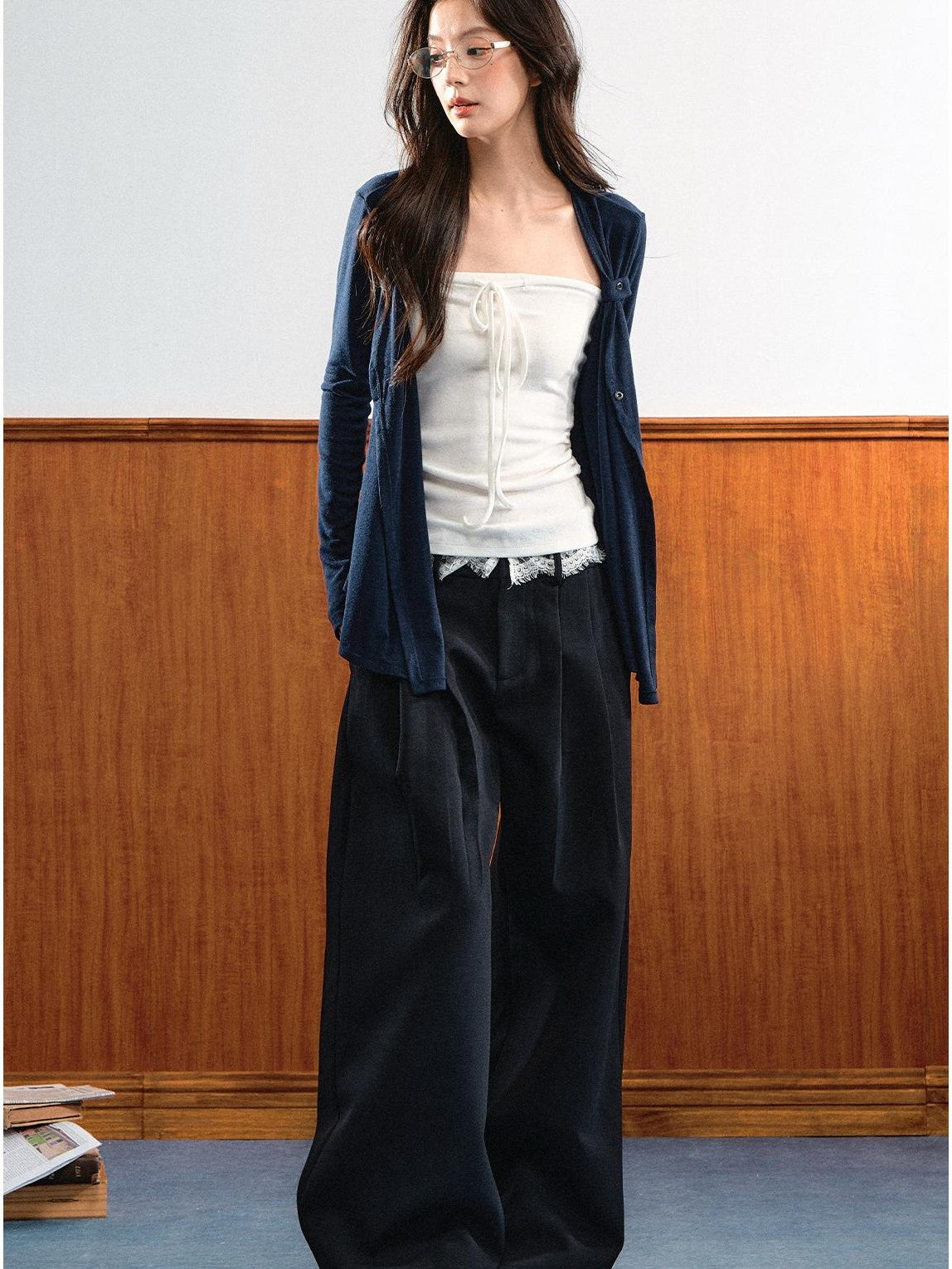 7Shiftin Two Piece Knit Long Sleeve Adjustable Lace Up Women&