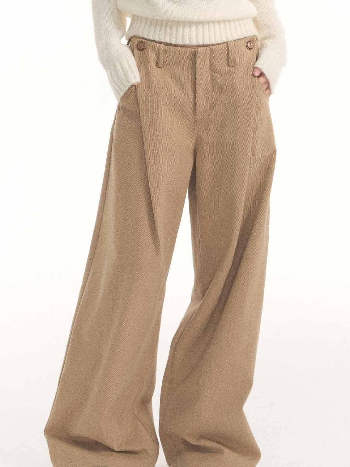 7Shiftin Two Tone Diagonal Button Waist Draped Cotton Women&