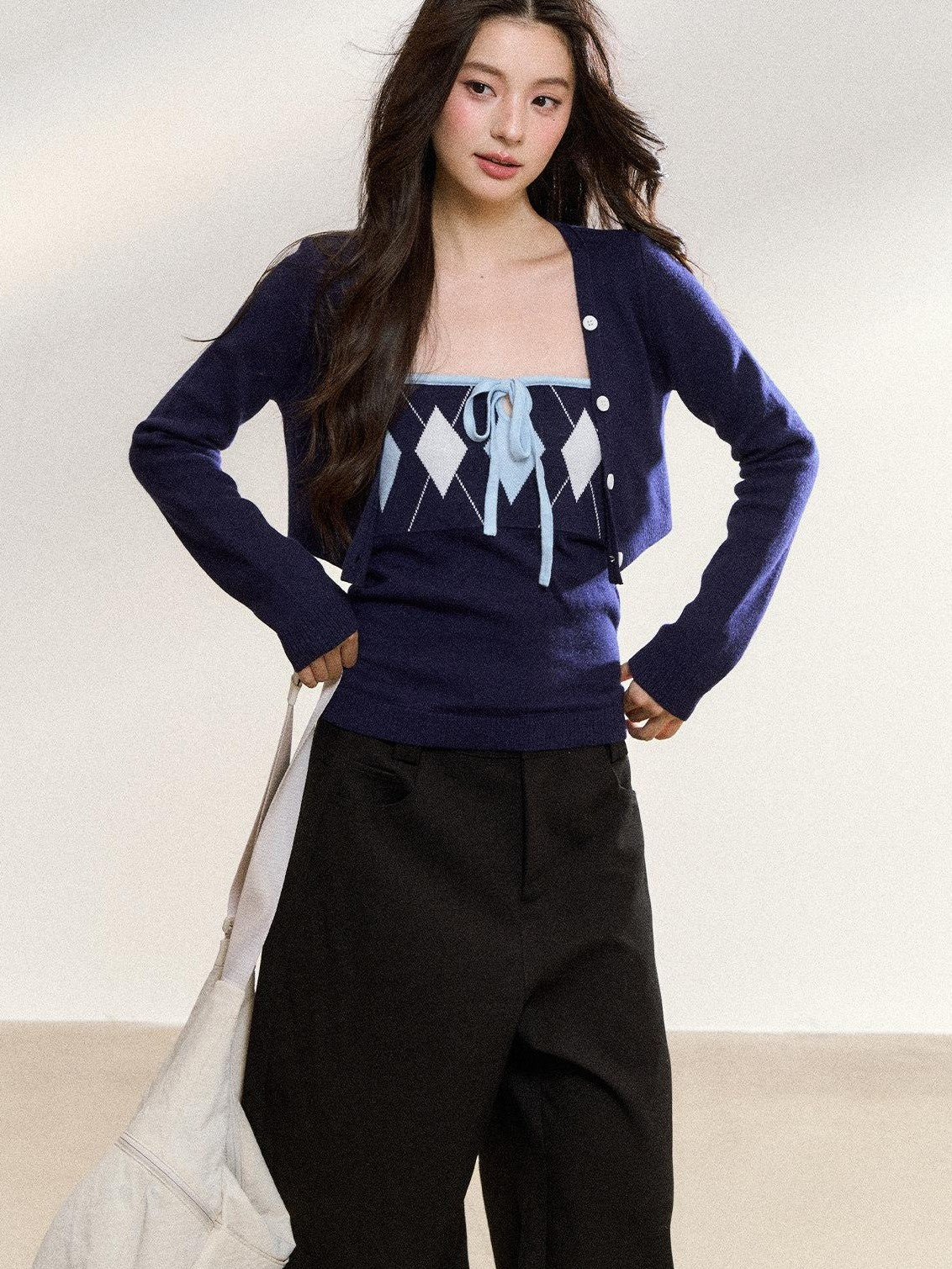 7Shiftin Two Tone Diamond Argyle Two Piece Women&