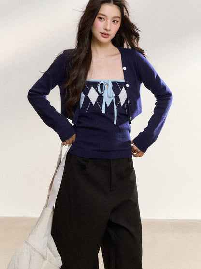 7Shiftin Two Tone Diamond Argyle Two Piece Women&