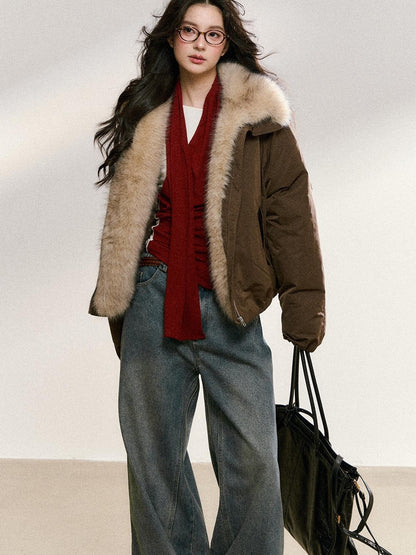 7Shiftin Two Tone Hooded Cropped Zip Front Relaxed Women&