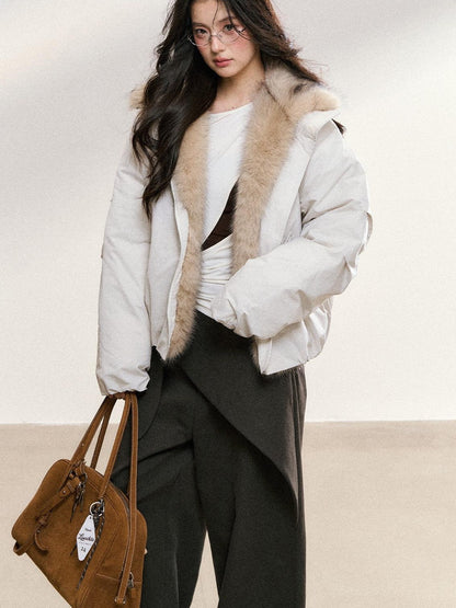 7Shiftin Two Tone Hooded Cropped Zip Front Relaxed Women&