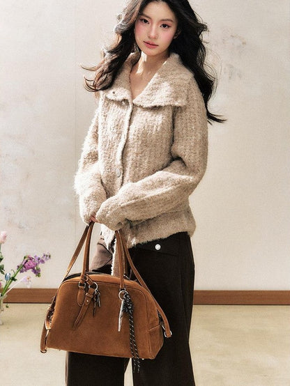 7Shiftin Two Tone Turn Down Collar Oversized Women&