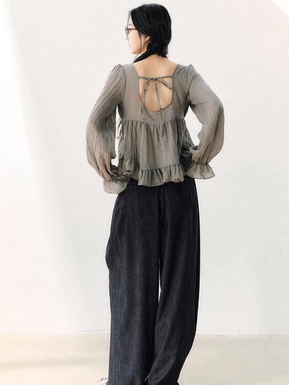 7Shiftin V-neck Ruffle Breathable Loose Women&
