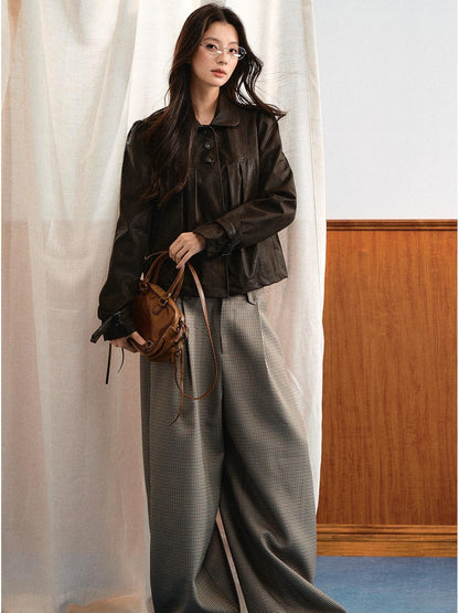 7Shiftin Vintage British Plaid Relaxed Women&