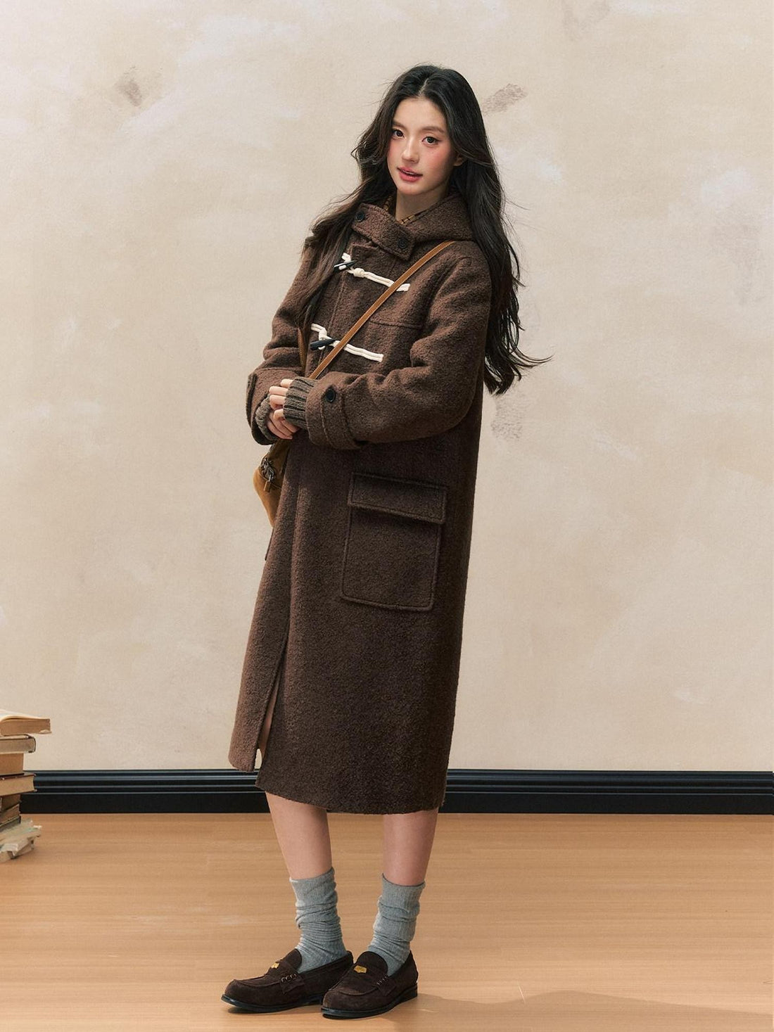 7Shiftin Vintage Brown Duffle Toggle Retro Women&
