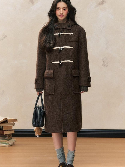 7Shiftin Vintage Brown Duffle Toggle Retro Women&