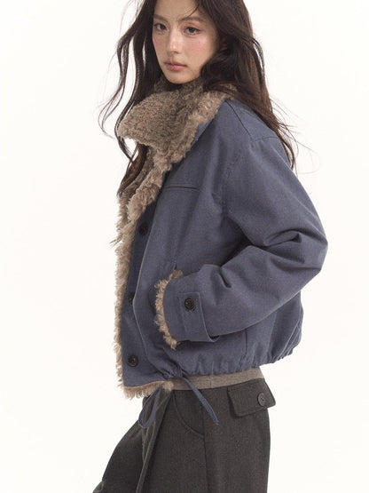 7Shiftin Vintage Contrast Trim Faux Shearling Panelled Women&