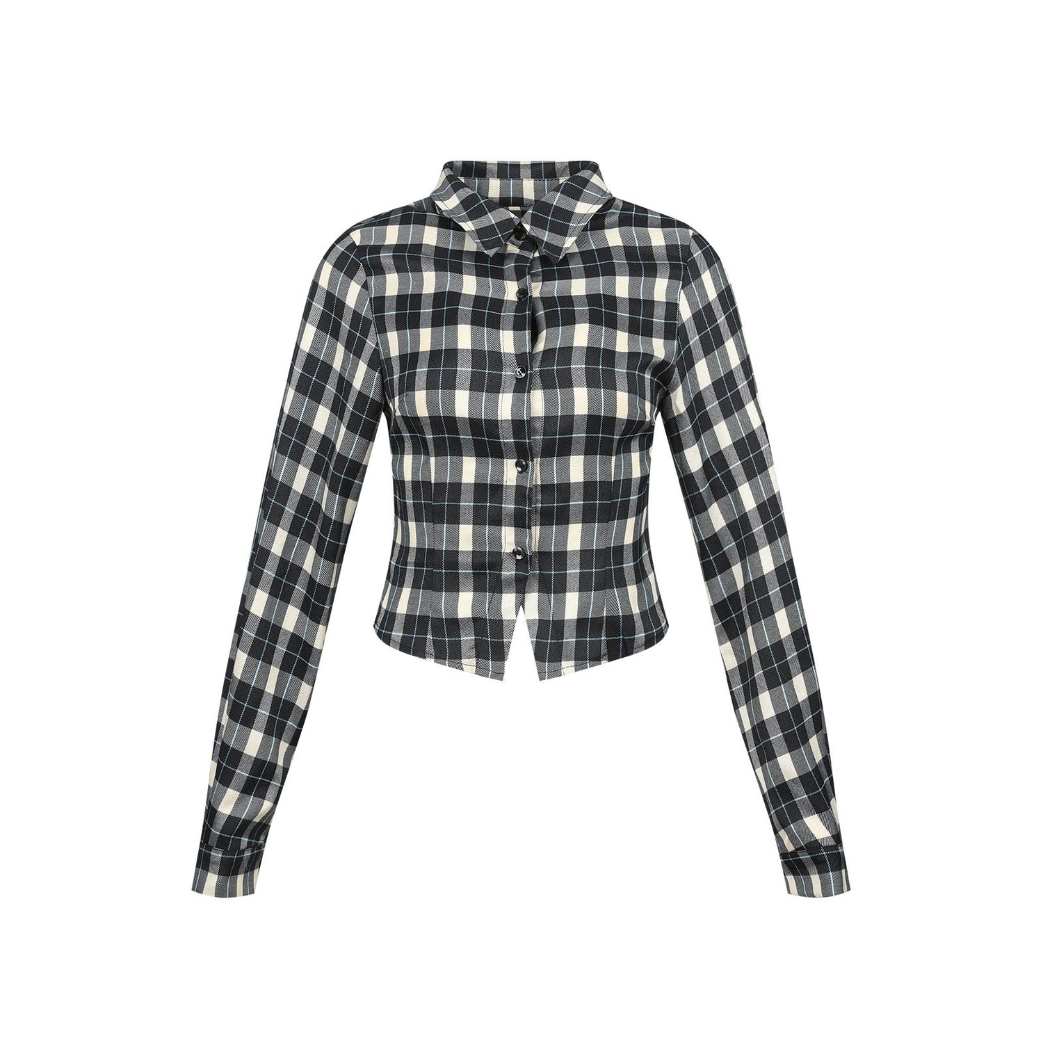 7Shiftin_Vintage_Plaid_Slim_Fit_Stand_Collar_Women&