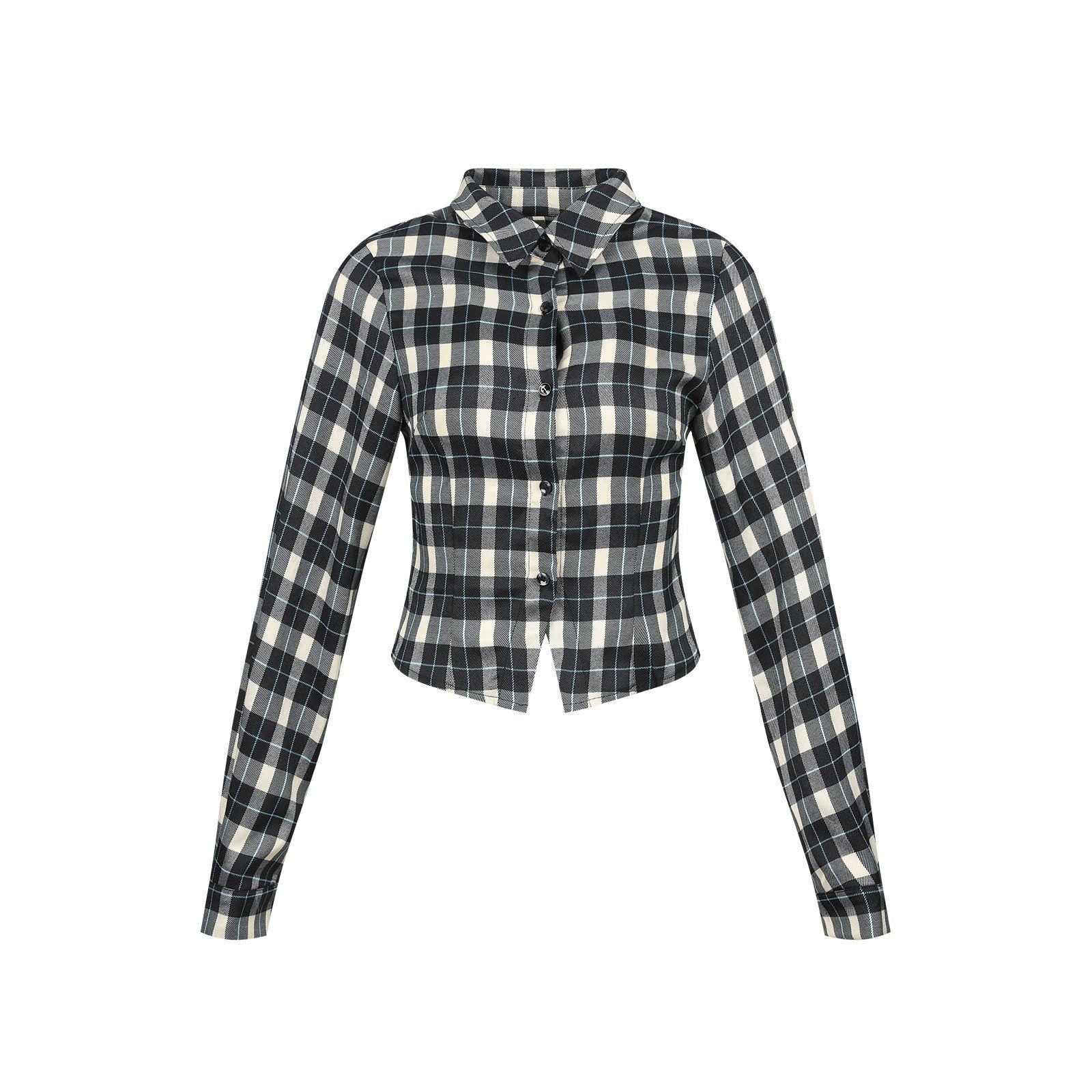 7Shiftin_Vintage_Plaid_Slim_Fit_Stand_Collar_Women&