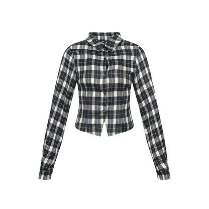 7Shiftin_Vintage_Plaid_Slim_Fit_Stand_Collar_Women&