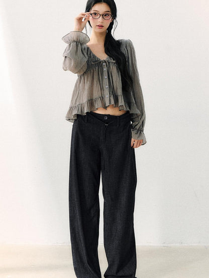 7Shiftin Vintage Washed Pleated Elongating Women&