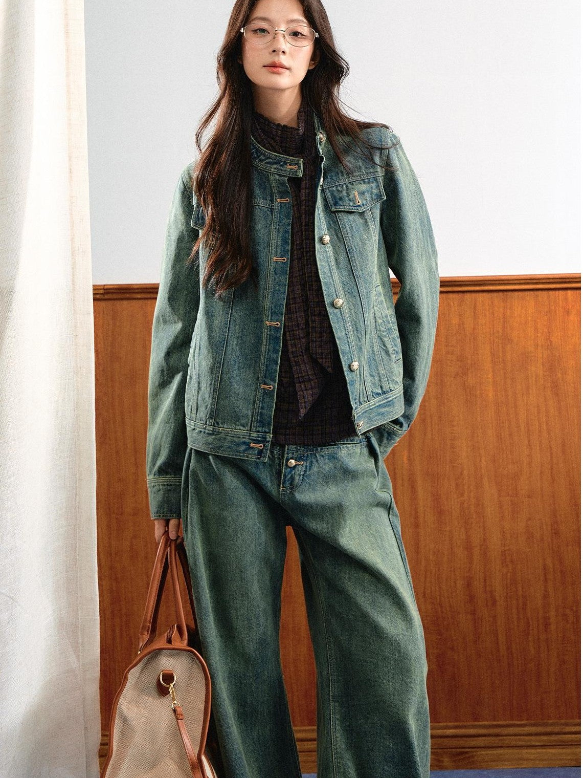 7Shiftin Washed Contrast Topstitching Women&