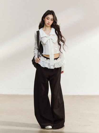 7Shiftin White Bow Lace Collar Women&
