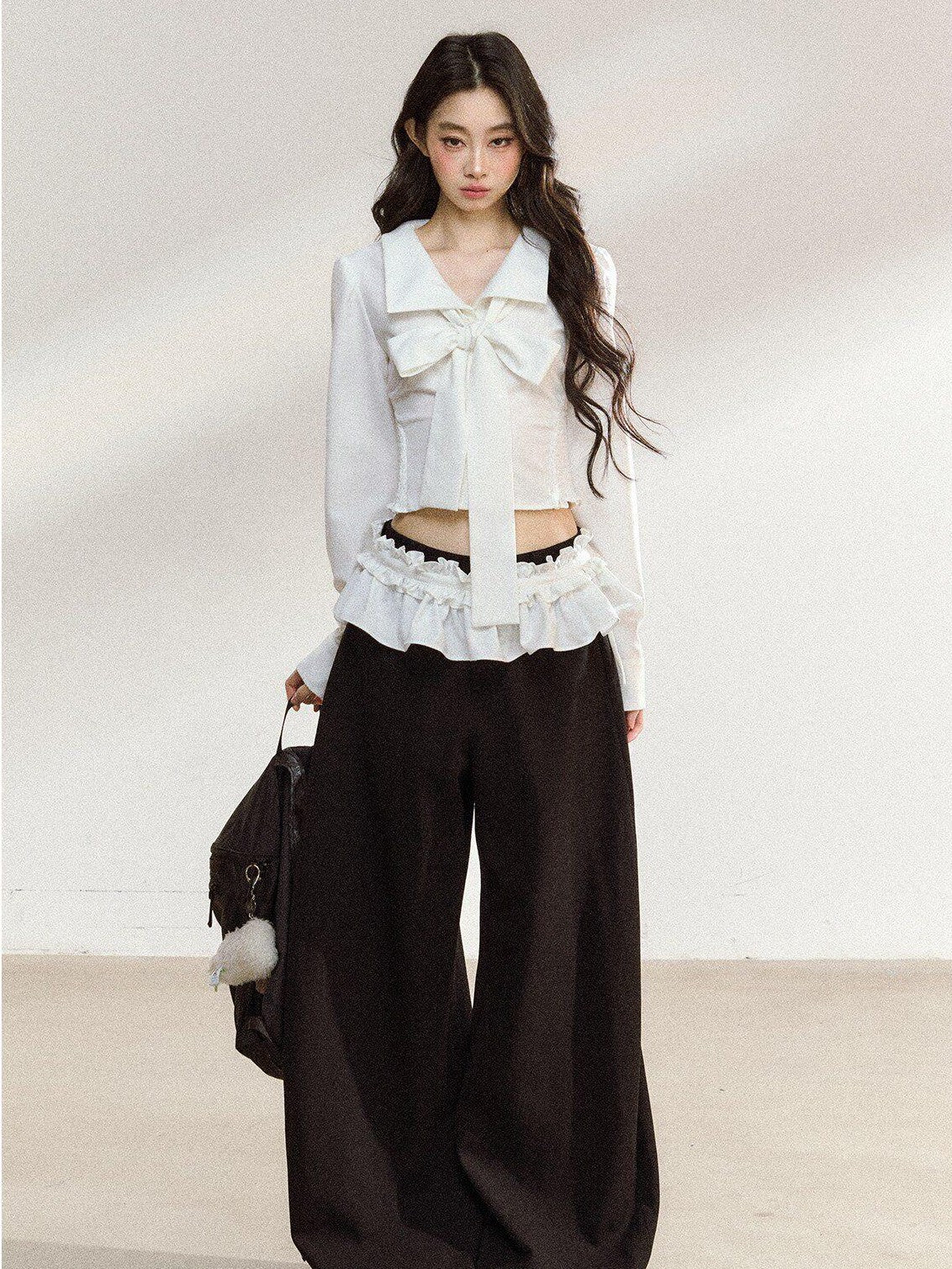 7Shiftin White Bow Lace Collar Women&