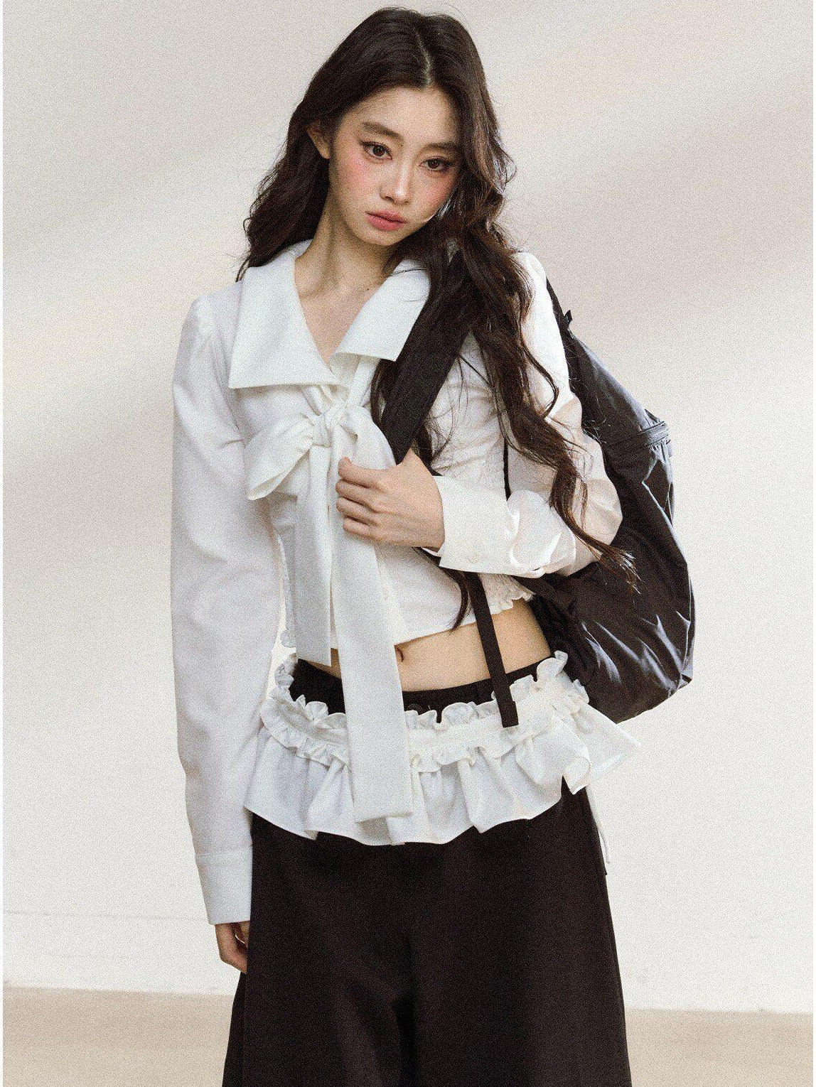 7Shiftin White Bow Lace Collar Women&
