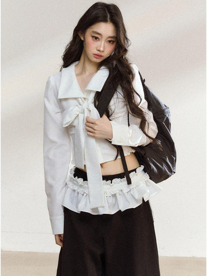 7Shiftin White Bow Lace Collar Women&