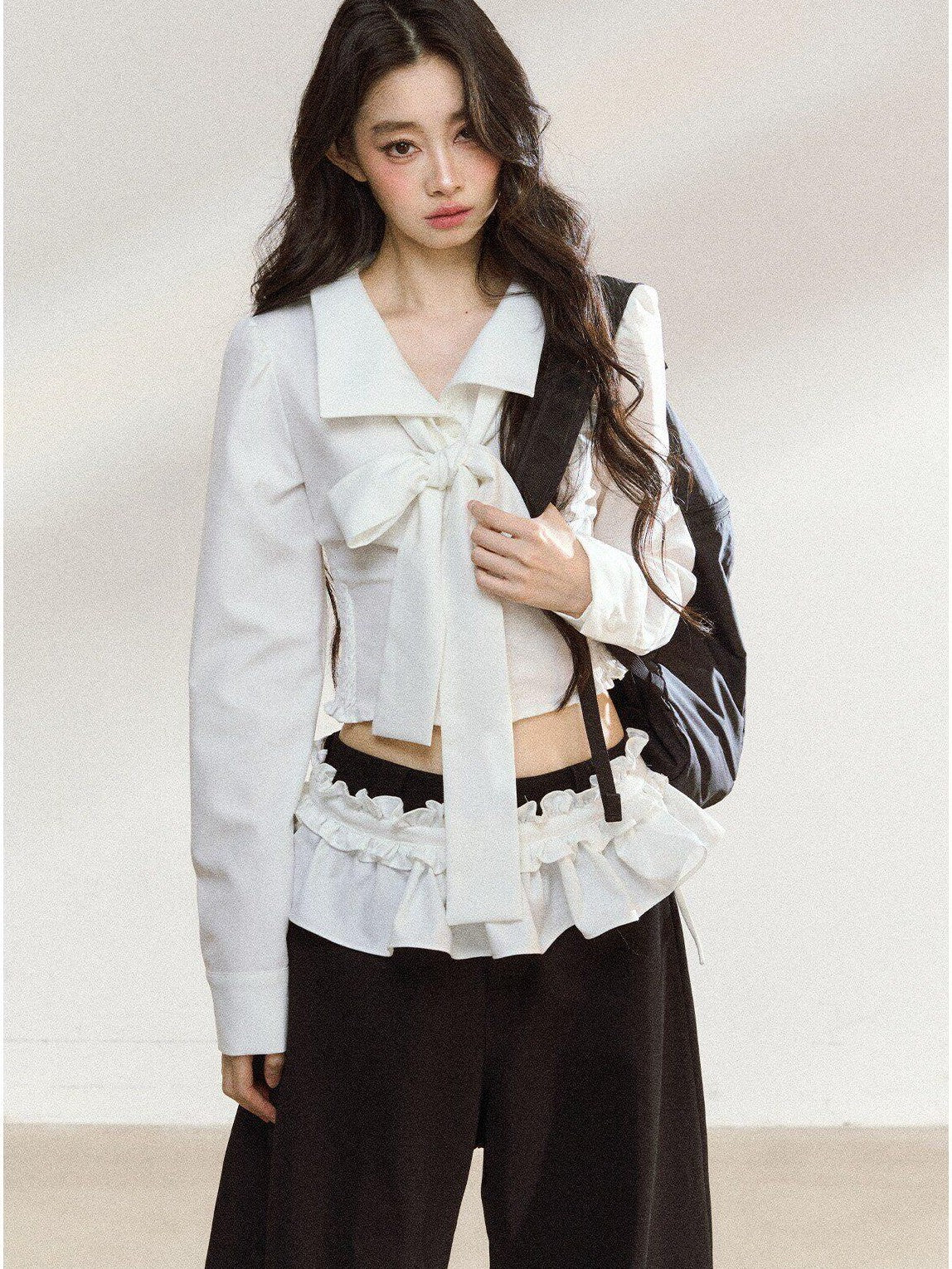 7Shiftin White Bow Lace Collar Women&