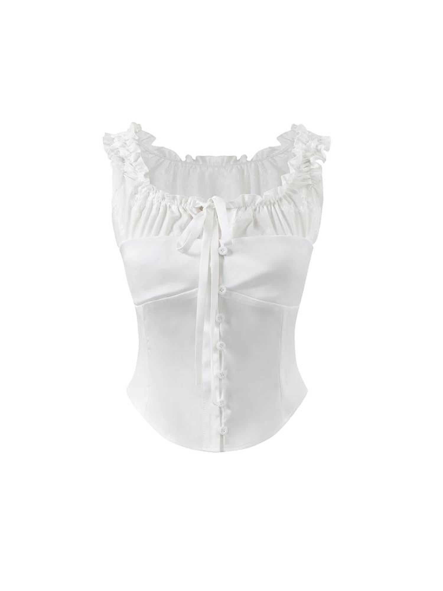 7Shiftin White Bow Tie Slim Fit Straight Neck Women&