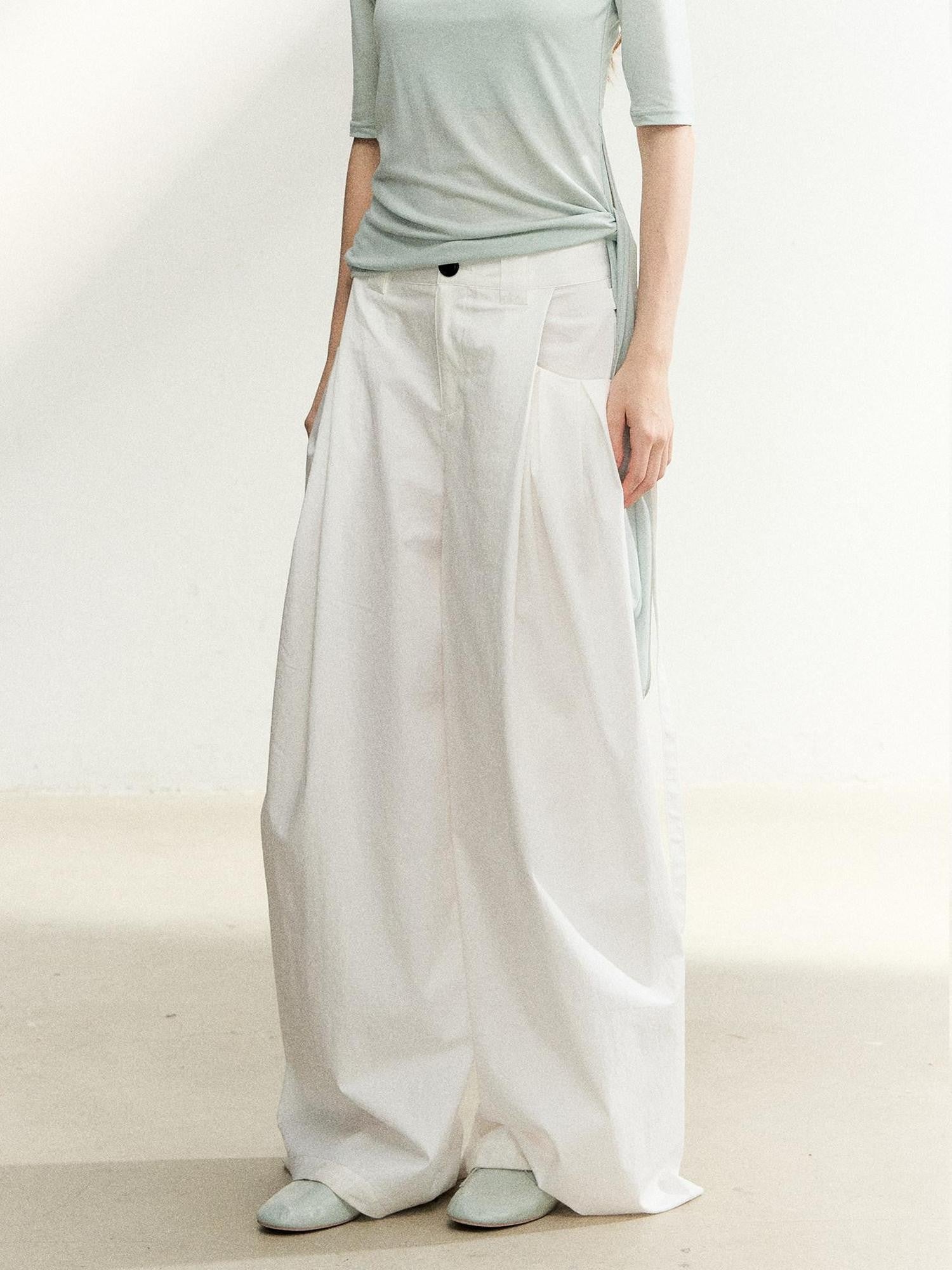 7Shiftin White High Waist Slimming Buttoned Loose Women&