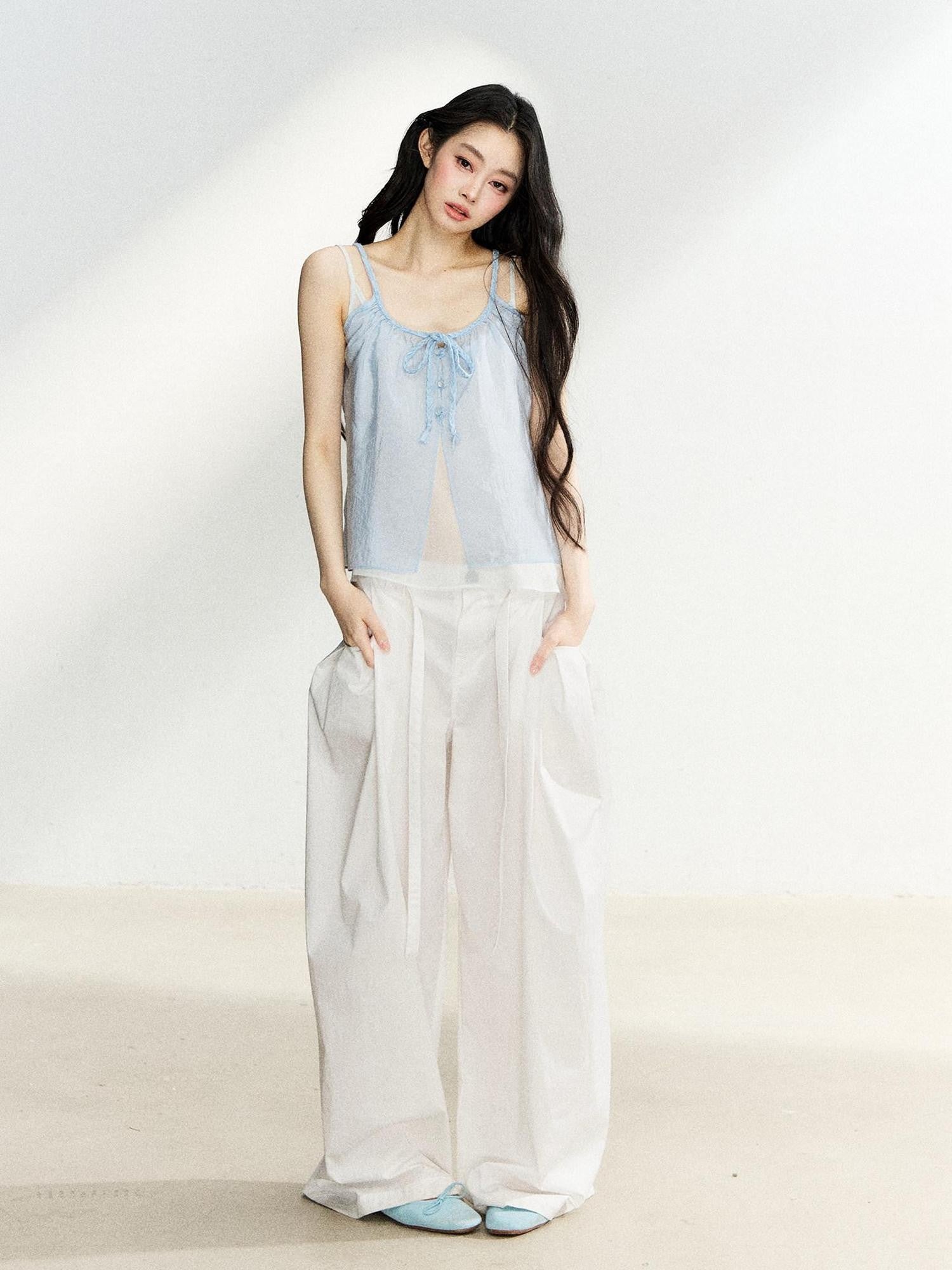 7Shiftin White High Waist Slimming Buttoned Loose Women&