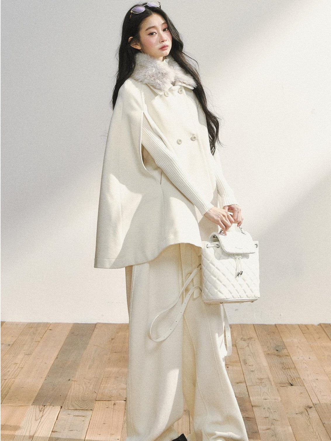 7Shiftin White Minimal Slimming Relaxed Draped Versatile Women&