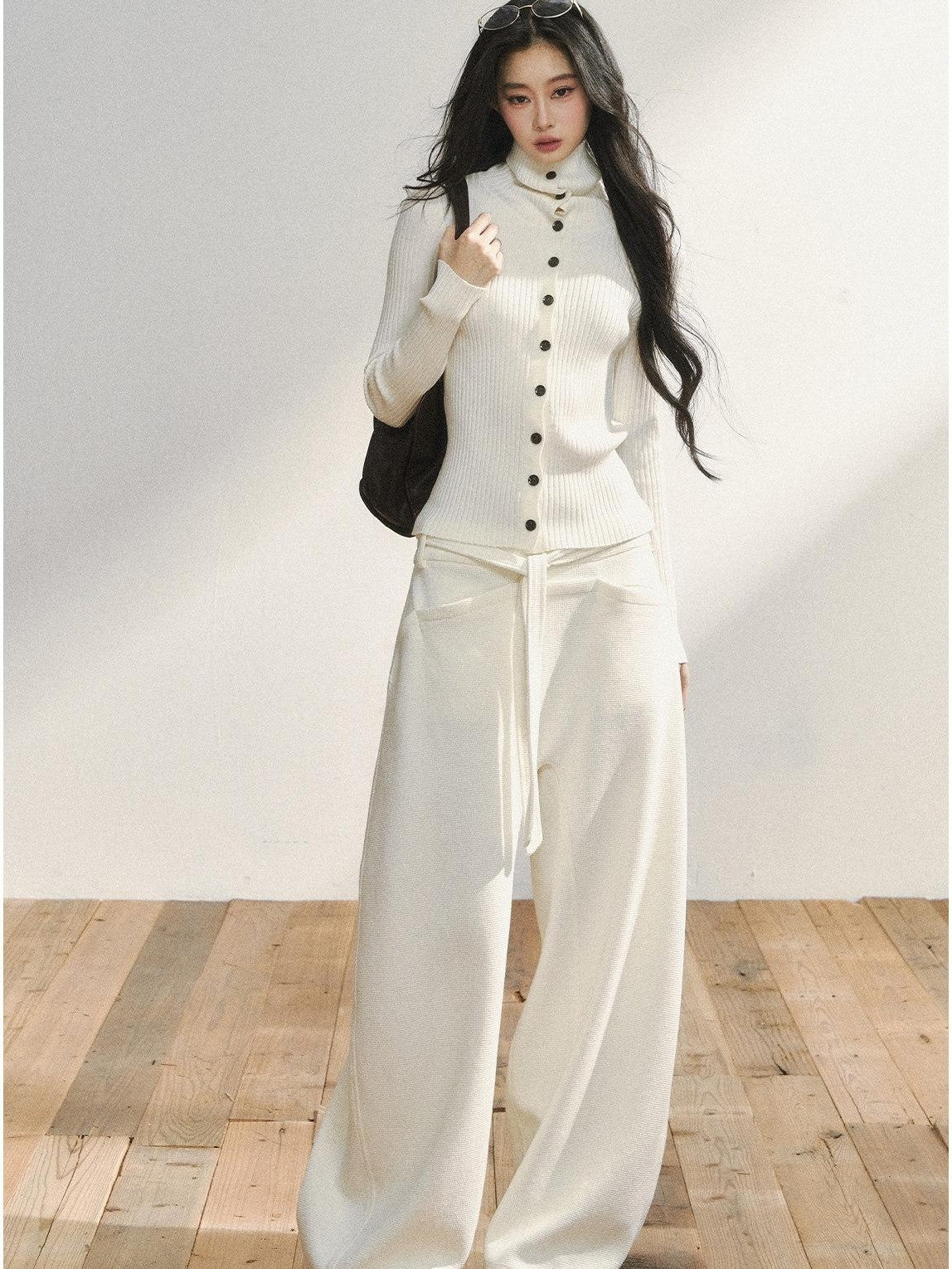 7Shiftin White Minimal Slimming Relaxed Draped Versatile Women&