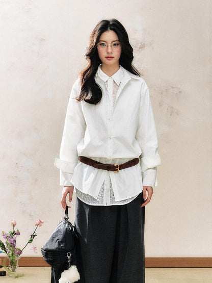 7Shiftin White Polo Collar Lace Original Design Women&