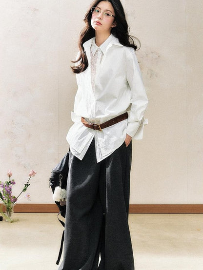 7Shiftin White Polo Collar Lace Original Design Women&