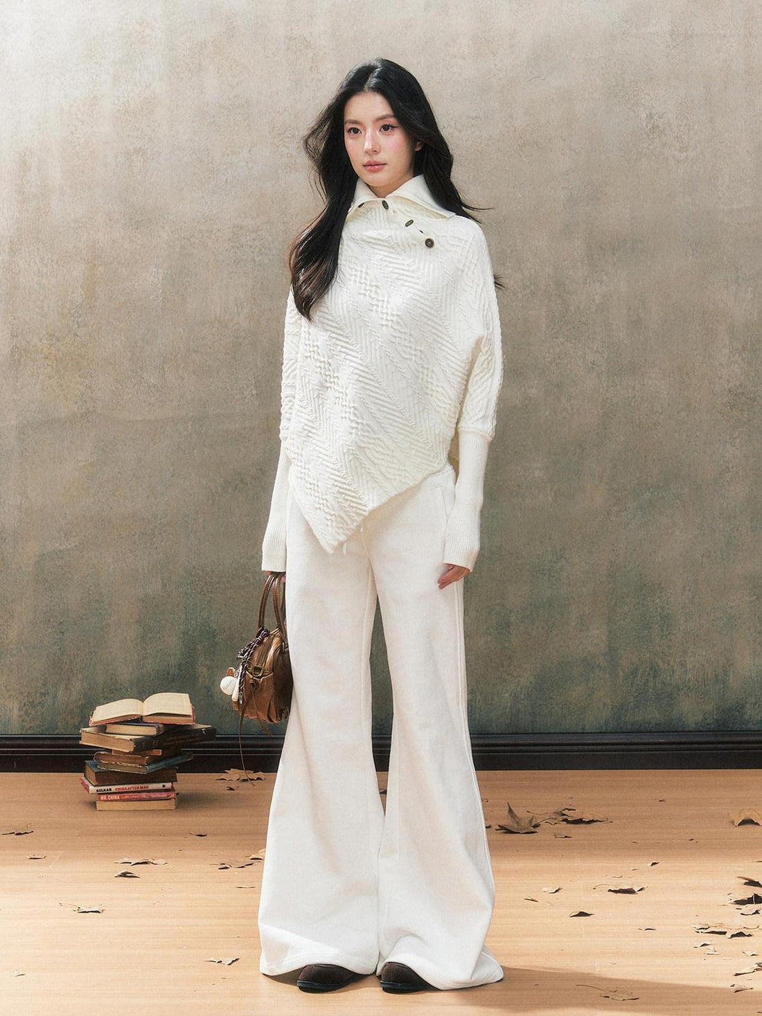 7Shiftin White Thick Pocket Flared Floor Length Casual Women&