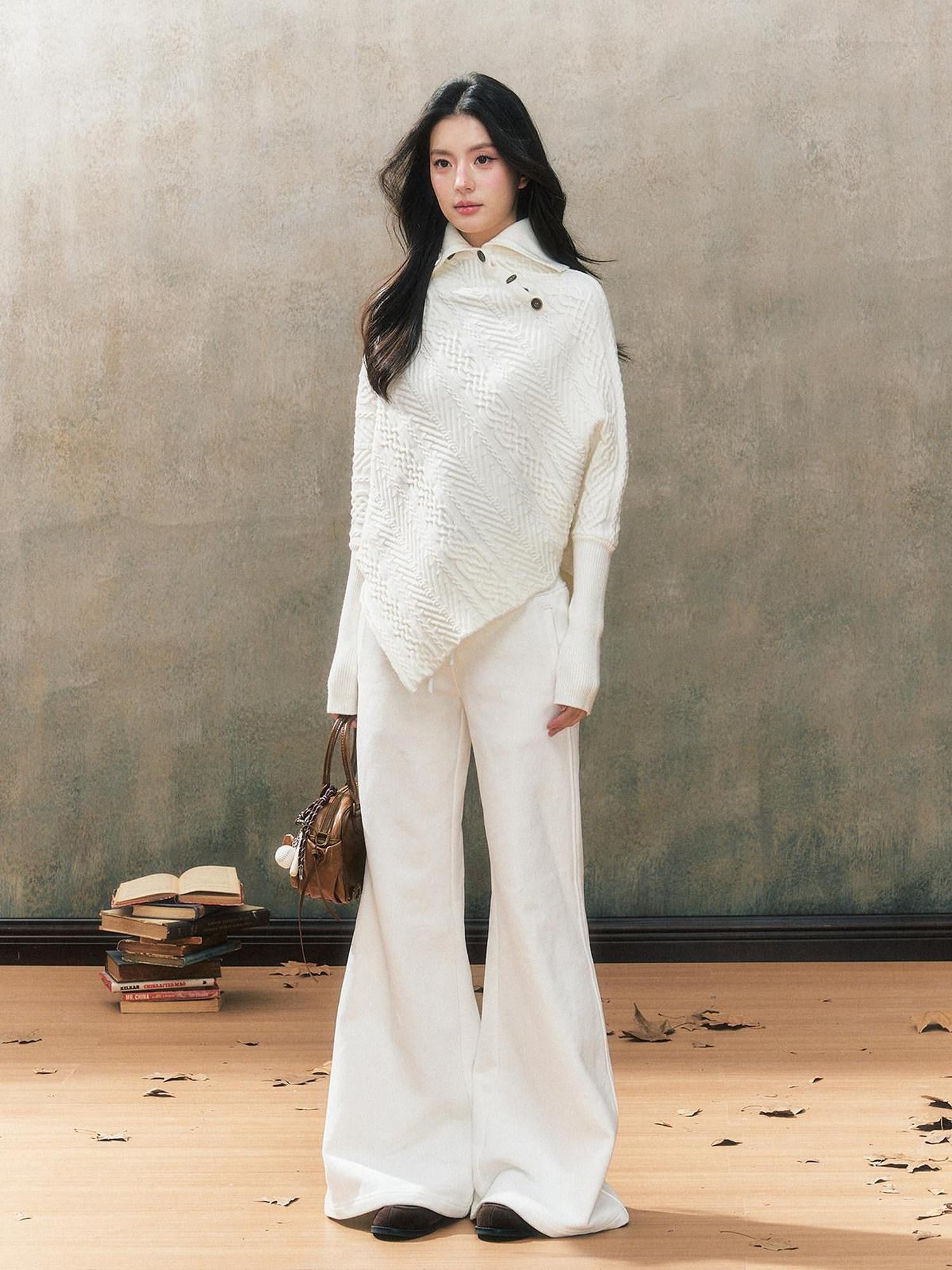 7Shiftin White Thick Pocket Flared Floor Length Casual Women&