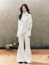 7Shiftin White Thick Pocket Flared Floor Length Casual Women&