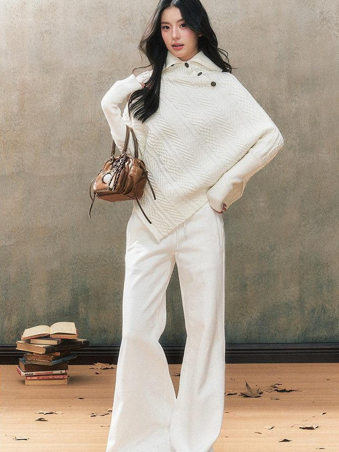 7Shiftin White Thick Pocket Flared Floor Length Casual Women&
