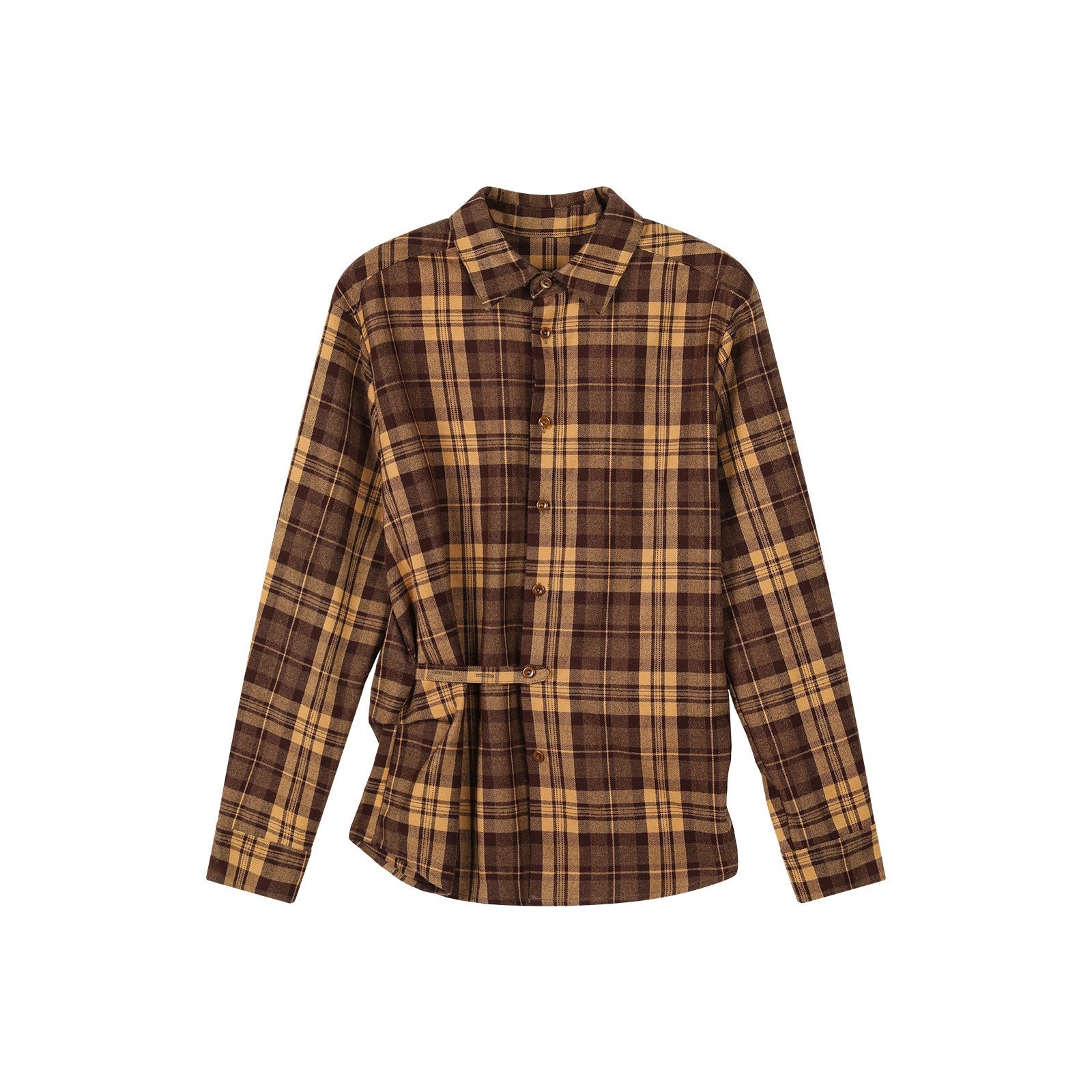 7Shiftin_Yellow_Plaid_Gathered_Cuff_Slim_Top_Women&