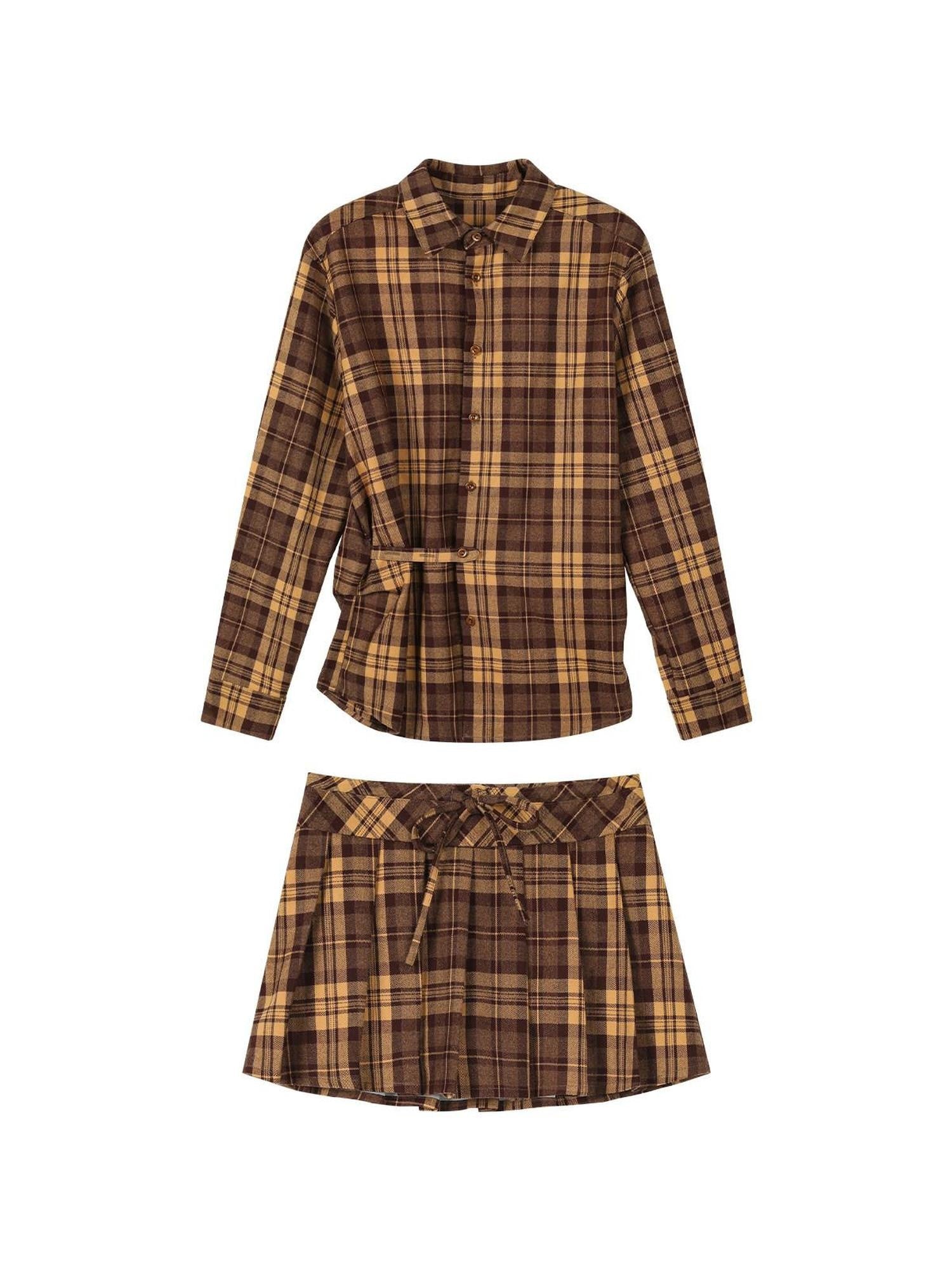 7Shiftin Yellow Plaid Gathered Cuff Slim Top Women&