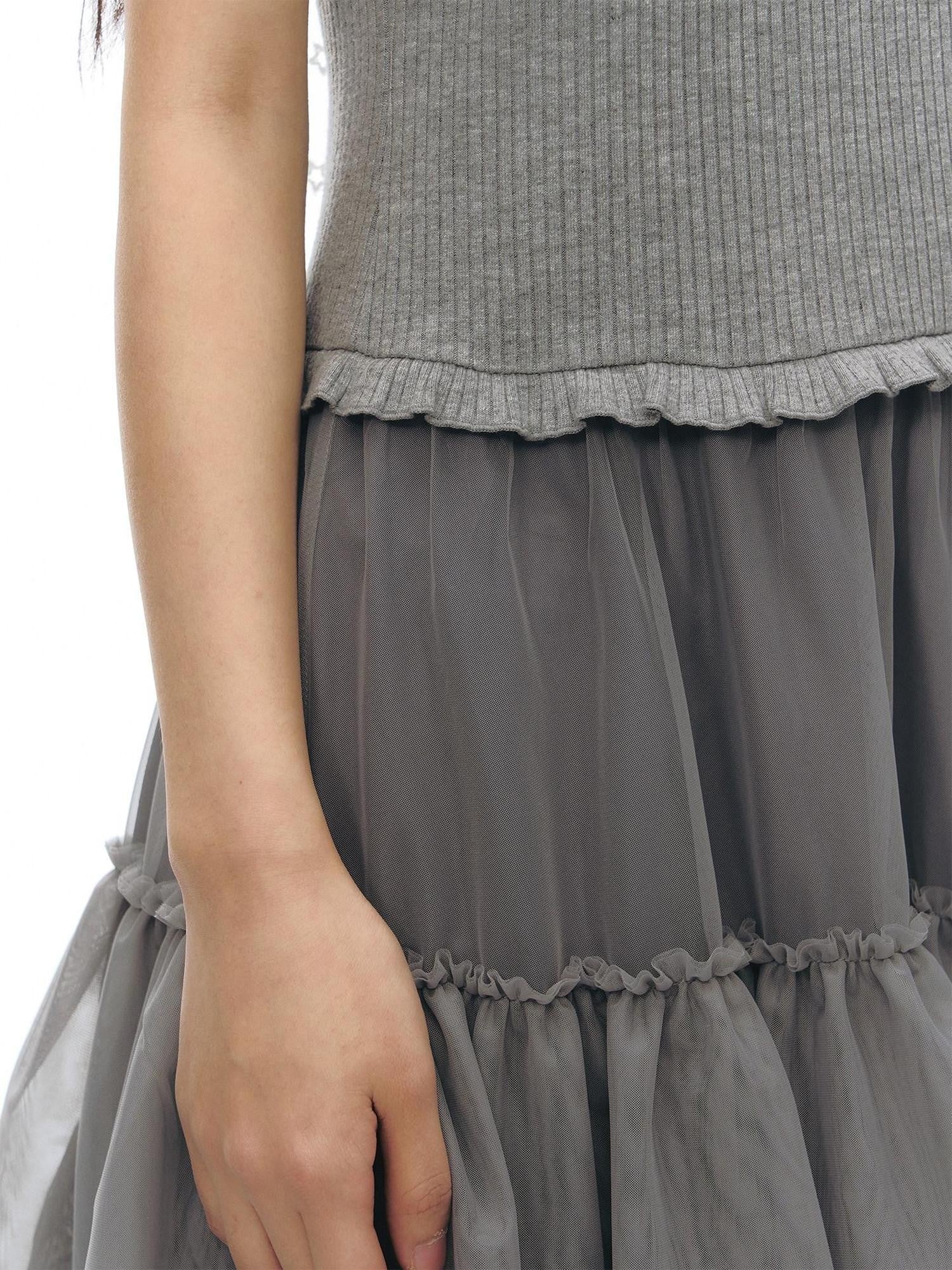 NAPSNAPS Tulle Spliced Knit Vest Women&