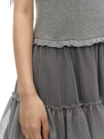 NAPSNAPS Tulle Spliced Knit Vest Women&