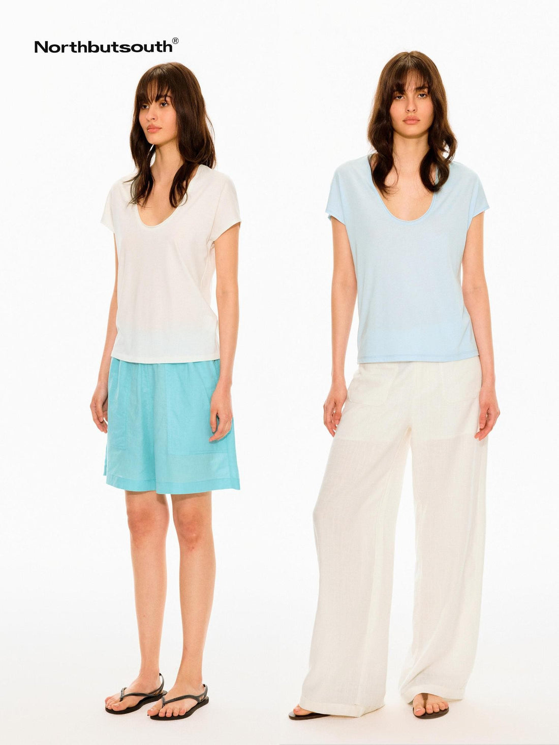 Northbutsouth Multicolor Rolled Hem U Neck Loose Women&