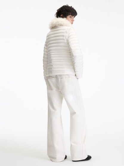 RUN TO THE FUTURE 90% White Duck Down Thick Slim Casual Turn Collar Ladies Down Jackets